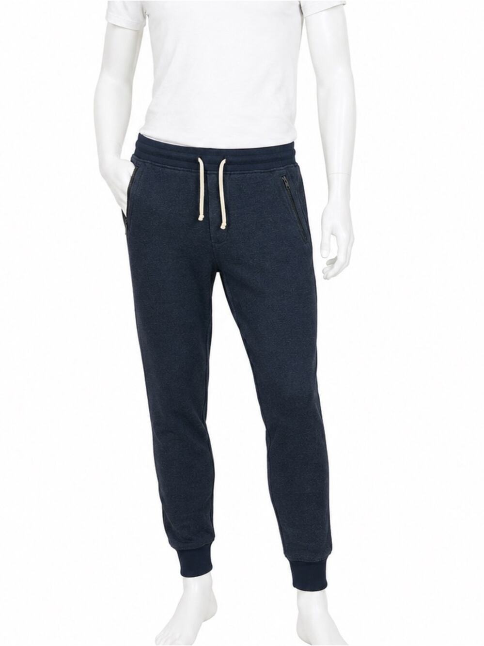 J.Crew Knit Goods Slim Jogger Sweatpants Navy Blue Zip Pocket Men’s Small